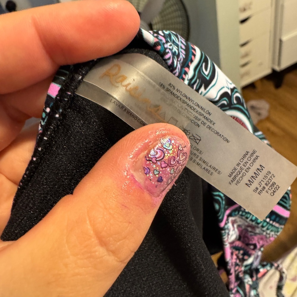 4/$25 Raisens Black and Pink Paisley Bikini Bottom sz M - Picture 3 of 4